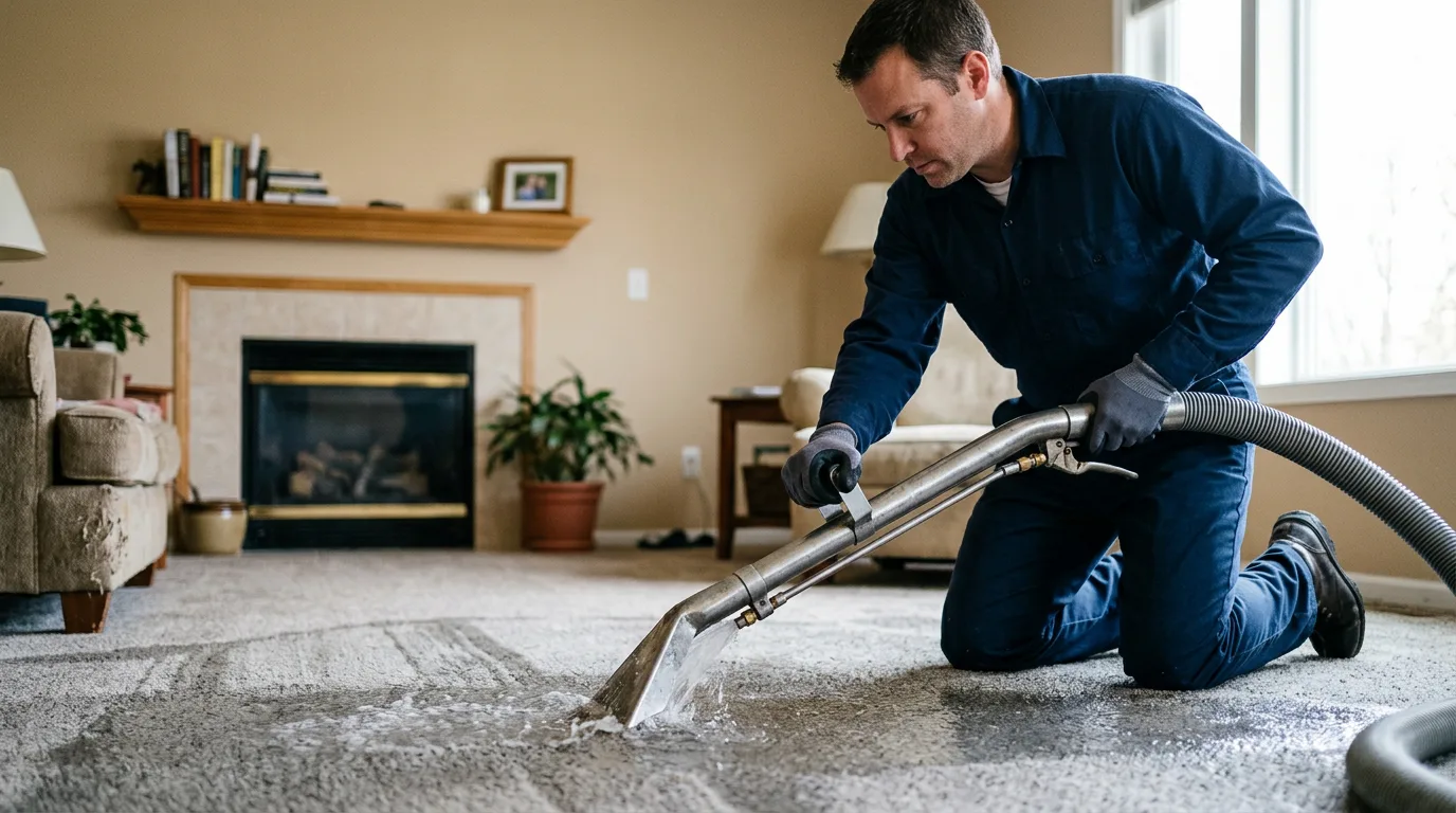 Water damage restoration technician working near Islip, NY